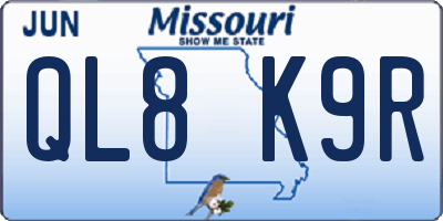 MO license plate QL8K9R