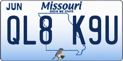 MO license plate QL8K9U