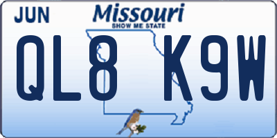 MO license plate QL8K9W