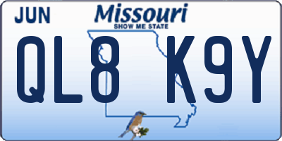 MO license plate QL8K9Y