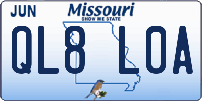 MO license plate QL8L0A