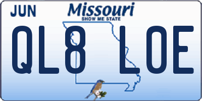 MO license plate QL8L0E