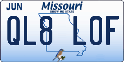 MO license plate QL8L0F