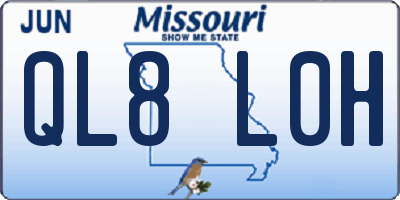 MO license plate QL8L0H