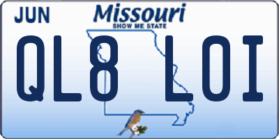 MO license plate QL8L0I