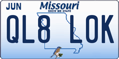 MO license plate QL8L0K