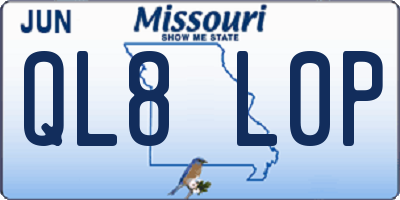 MO license plate QL8L0P