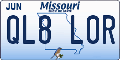 MO license plate QL8L0R