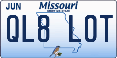 MO license plate QL8L0T