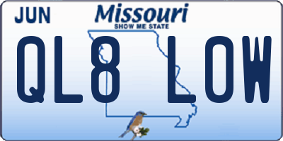 MO license plate QL8L0W