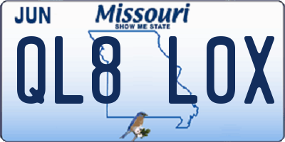 MO license plate QL8L0X