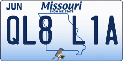 MO license plate QL8L1A