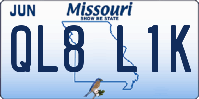 MO license plate QL8L1K