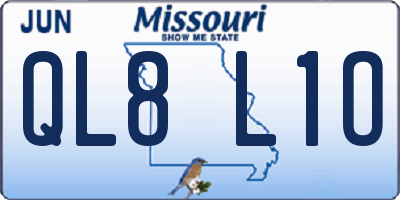 MO license plate QL8L1O