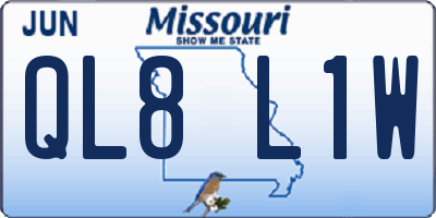 MO license plate QL8L1W