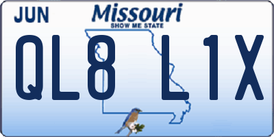 MO license plate QL8L1X