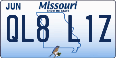 MO license plate QL8L1Z