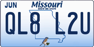 MO license plate QL8L2U