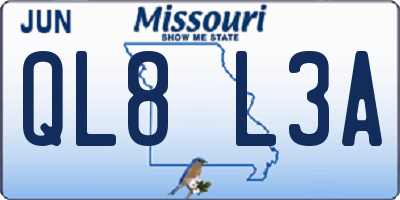 MO license plate QL8L3A