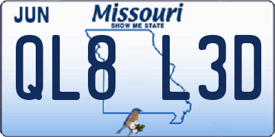 MO license plate QL8L3D