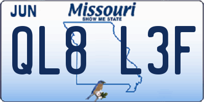 MO license plate QL8L3F