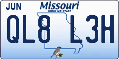 MO license plate QL8L3H