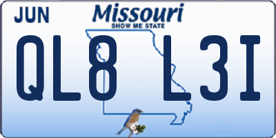 MO license plate QL8L3I