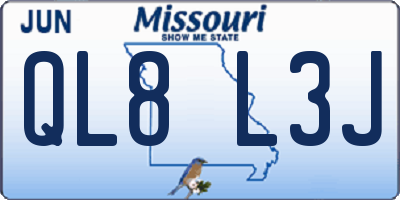 MO license plate QL8L3J