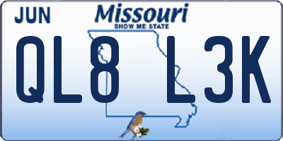 MO license plate QL8L3K
