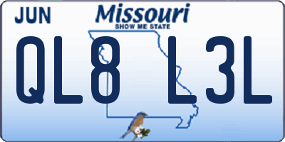 MO license plate QL8L3L