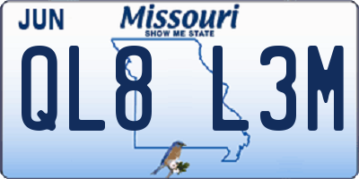 MO license plate QL8L3M