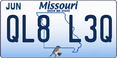MO license plate QL8L3Q