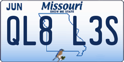 MO license plate QL8L3S