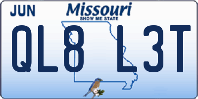 MO license plate QL8L3T