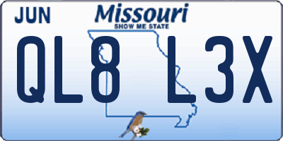 MO license plate QL8L3X