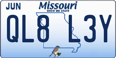 MO license plate QL8L3Y