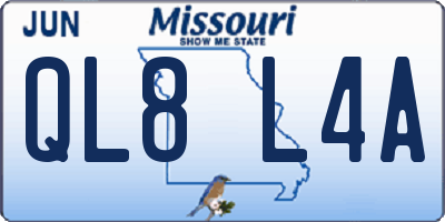 MO license plate QL8L4A