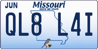 MO license plate QL8L4I