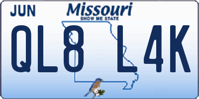 MO license plate QL8L4K