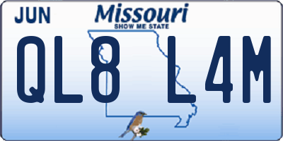 MO license plate QL8L4M