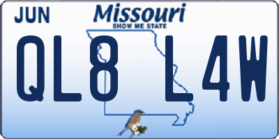 MO license plate QL8L4W