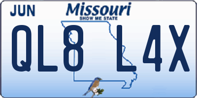 MO license plate QL8L4X