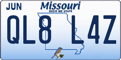 MO license plate QL8L4Z