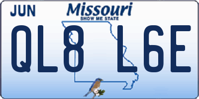 MO license plate QL8L6E