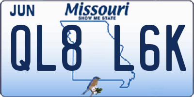 MO license plate QL8L6K