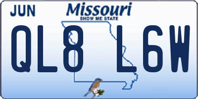 MO license plate QL8L6W