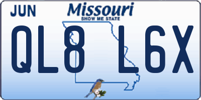 MO license plate QL8L6X
