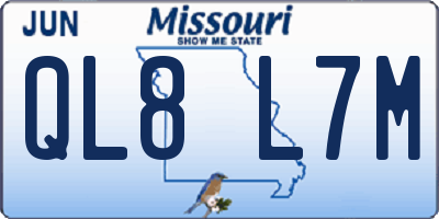MO license plate QL8L7M
