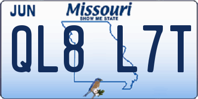 MO license plate QL8L7T