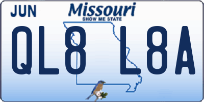 MO license plate QL8L8A